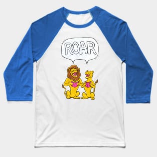 Vintage Style Happy Roaring Lions- Caroling Big Cats Baseball T-Shirt